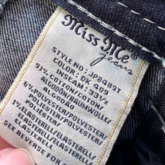 Miss Me Womens Jeans 27 Straight Embellished Rhinestone Pockets Western Blue - Picture 7 of 8